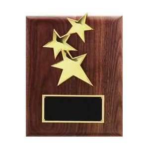  24K Gold Plated Shooting Star Walnut Wood Award Plaque 