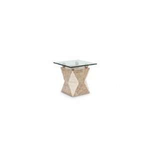  Magnussen Vertex Stone and Glass Square End Table