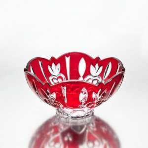 CRYSTAL RED CANDY DISH 
