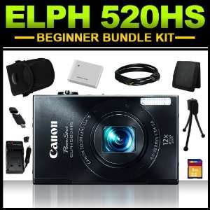 Canon PowerShot ELPH 520 HS 10.1MP Digital Camera (Black) 8GB Beginner 