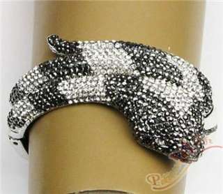 Black& White Swarovski Crystals Snake Bracelet Bangle  