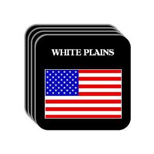 US Flag   White Plains, New York (NY) Set of 4 Mini Mousepad Coasters