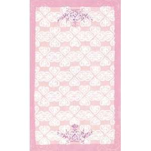   12510 Pink and White and Purple Kids Room 47 x 77 Area Rug