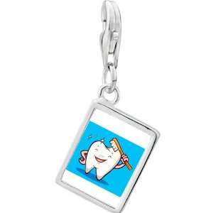 Pugster 925 Sterling Silver Tooth And Brush Photo Rectangle Frame 