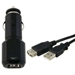  2 Port USB Car Charger + Extension Cable: Computers 
