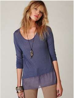 FREE PEOPLE LOVE IN CHIFFON TOP BLUE BELL NWT  