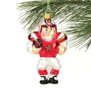 Maryland Terrapins Angry Football Player Glass Ornament:  