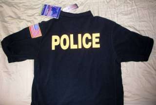   11 Tactical Shirt Mens POLO   NAVY BLUE   POLICE   USA FLAG CIVPOL