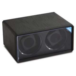 Diplomat Double Black Leatherette Watch Winder with Blue LEDs 