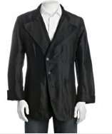 Alexander McQueen black iridescent cotton silk three button blazer 