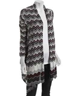 Autumn Cashmere grey and wine cotton flame stitched swancho cardigan 