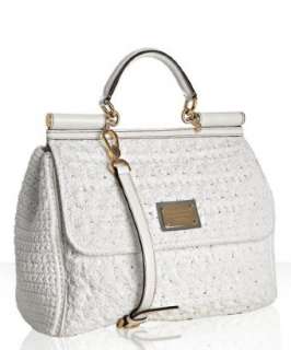 Dolce & Gabbana white crochet Miss Sicily top handle bag   