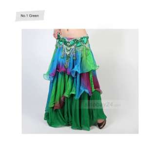   Tiered Three Layered Chiffion Belly Dance Multi Color Shirt  