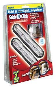 Stick N Click STRIP Light As Seen On TV LED Battery Operated Portable 