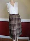   Burgandy Plaid Wool Pleated Skirt Schoolgirl Size 4 6 Full Tartan (D1
