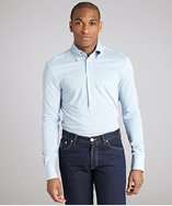 Brunello Cucinelli light blue stretch cotton button front shirt style 