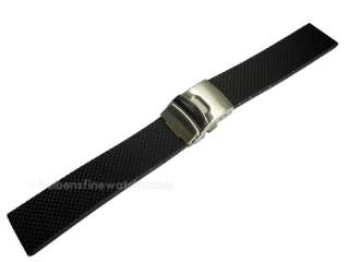 24mm Bonetto Cinturini Black Rubber Vanilla Deployment Dive Watch Band 