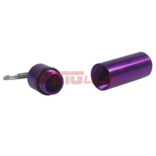 Small Purple Aluminum Pill Medicine Box Case Holder Container w 