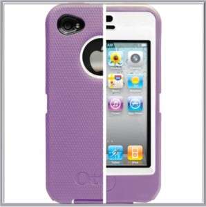 PURPLE ON WHITE OTTERBOX DEFENDER CASE FOR APPLE IPHONE 4 4G NEW 