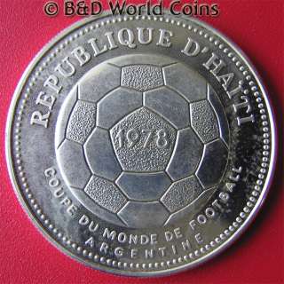   50 GOURDES SILVER 1978 SOCCER ARGENTINA WORLD CHAMPIONSHIP 36mm COIN