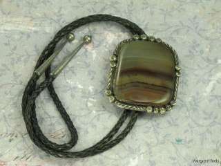 VINTAGE CHEROKEE INDIAN JERRY BLOCKER 925 STERLING SILVER BANDED AGATE 