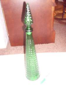 Antique Tall Green Glass Decanter EXCELLENT!  