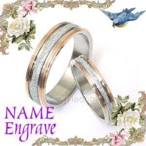 Matching Gold FREE Engrave Wedding Titanium Rings Set  