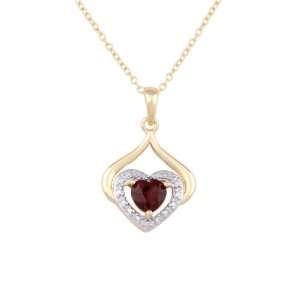   Gold Plated Sterling Silver Genuine Garnet Pendant, 18 Jewelry