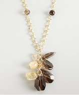 Jardin gold plated smokey quartz and citrine long necklace style 
