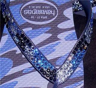 HAVAIANAS BLUE CAMO Embellished w/ SWAROVSKI Crystals  