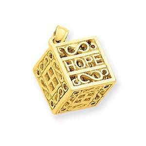  14k Yellow Gold Faith & Hope Prayer Box Charm: Jewelry
