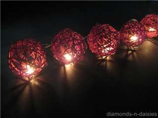 BROWN WICKER RATTAN BALL LED STRING FAIRY LIGHTS Home  