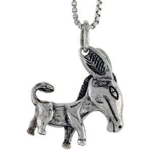  925 Sterling Silver Donkey Pendant (w/ 18 Silver Chain 