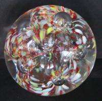 Glass Paperweight Speckled Flowers & Controlled Bubbles  