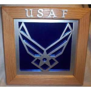    Hand Painted Wood Air Force Plaque Picture 