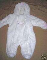 LIL KITTY SNOWSUIT WHITE with PINK by BEBE DI AMOUR SIZE:0 3M  