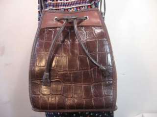 Vintage BRAHMIN Brown Leather Bucket Tote Bag Purse Sling  