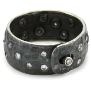  Stella Flame Danny Oxidized Silver and Diamond Wide Band 