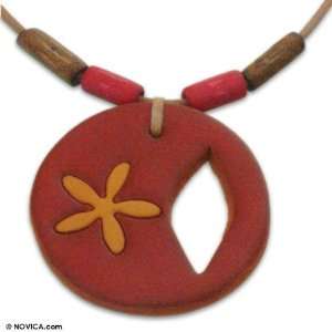  Leather and ceramic choker, Five Petals 15.4 L Jewelry