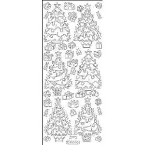   Christmas Trees Peel Off Stickers 4x9 Sheet Silver Electronics