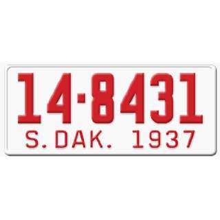 1937 SOUTH DAKOTA STATE PLATE  EMBOSSED WITH YOUR CUSTOM NUMBER 