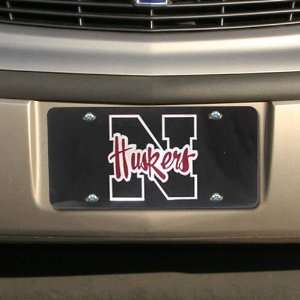  NCAA Nebraska Cornhuskers Black Mirrored License Plate 