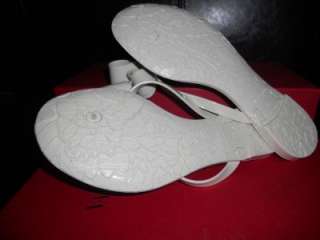 Valentino Garavani Bow Jelly Flip Flap Thong PVC Sandals Shoes Ivory 