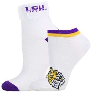  Tigers Ladies White Roll Down & Footie 2 Pack Socks: Sports & Outdoors
