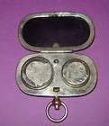   1900s Double Coin Metal Brass Case Holder Locket Marked Plated