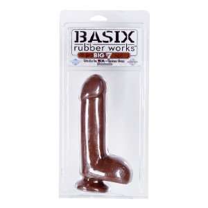  Basix Rubber Works Big 7 Inch Dong With Suction Cup, Brown 