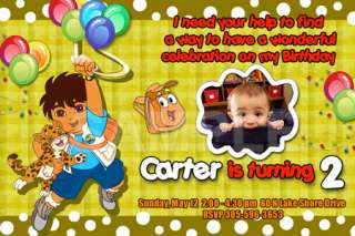   EXPLORER BIRTHDAY PARTY INVITATION 1ST CUSTOM BOOTS DIEGO PERSONALIZED
