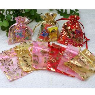 100x Organza Jewelry Gift Pouch Bags 7x9cm/ 3X4 Inch (Mix Color 