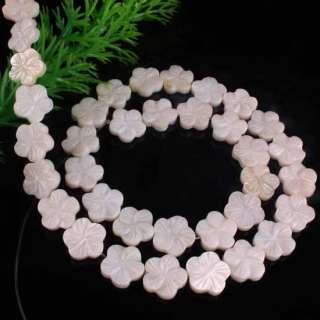 12MM White Mother Of Pearl Shell Flower Loose Beads 16  