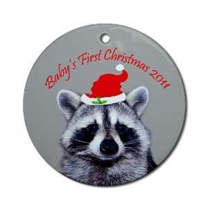  Babys First Christmas Raccoon 2011 Round Ornament Round 2 